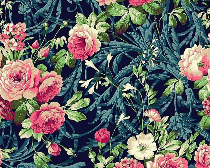 Floral Pattern with Roses — Blue