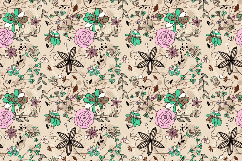 Floral Pattern with Roses — Pink, Calm, Illustration, Flowers