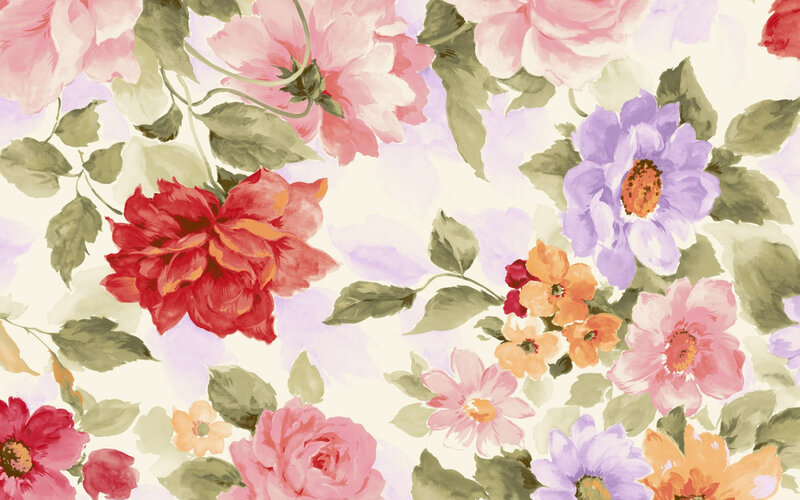 Floral Pattern with Roses — Pink, Calm, Illustration, Leaves