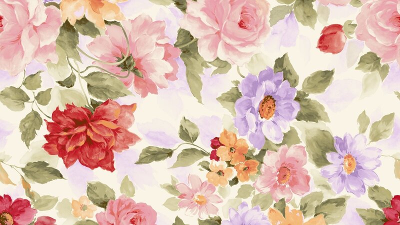 Floral Pattern with Roses — Pink, Calm, Illustration