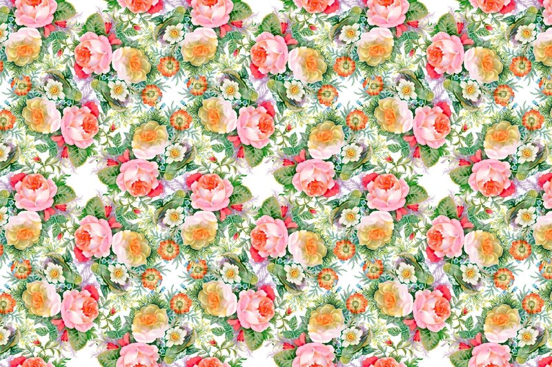 Floral Pattern with Roses — Pink, Cheerful