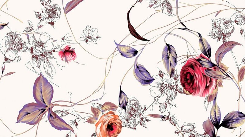 Floral Pattern with Roses — Red