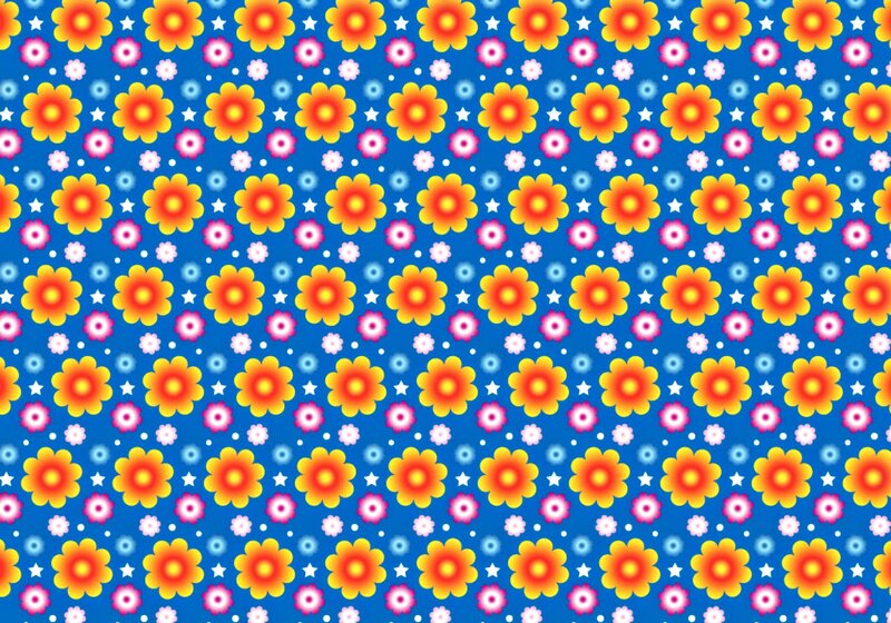 Floral Pattern with Stars — Blue
