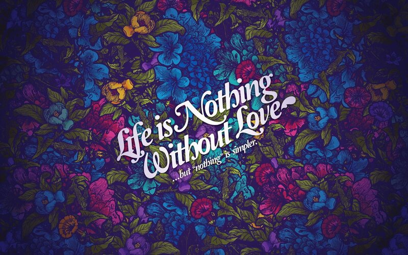 Floral Pattern with Text — Blue, Dreamy, Digital Art