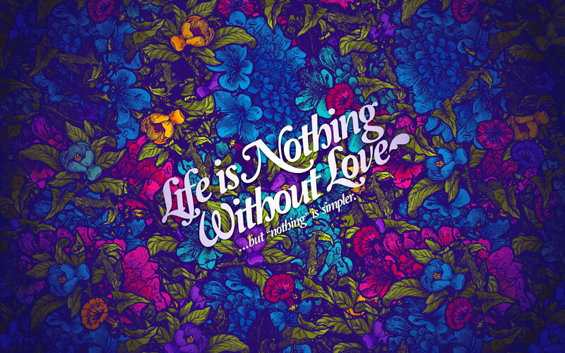 Floral Pattern with Text — Blue