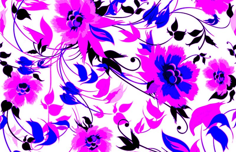Floral Pattern with Vines — Magenta
