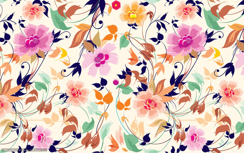 Floral Pattern with Vines — Pink, Ornate