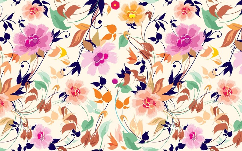 Floral Pattern with Vines — Pink