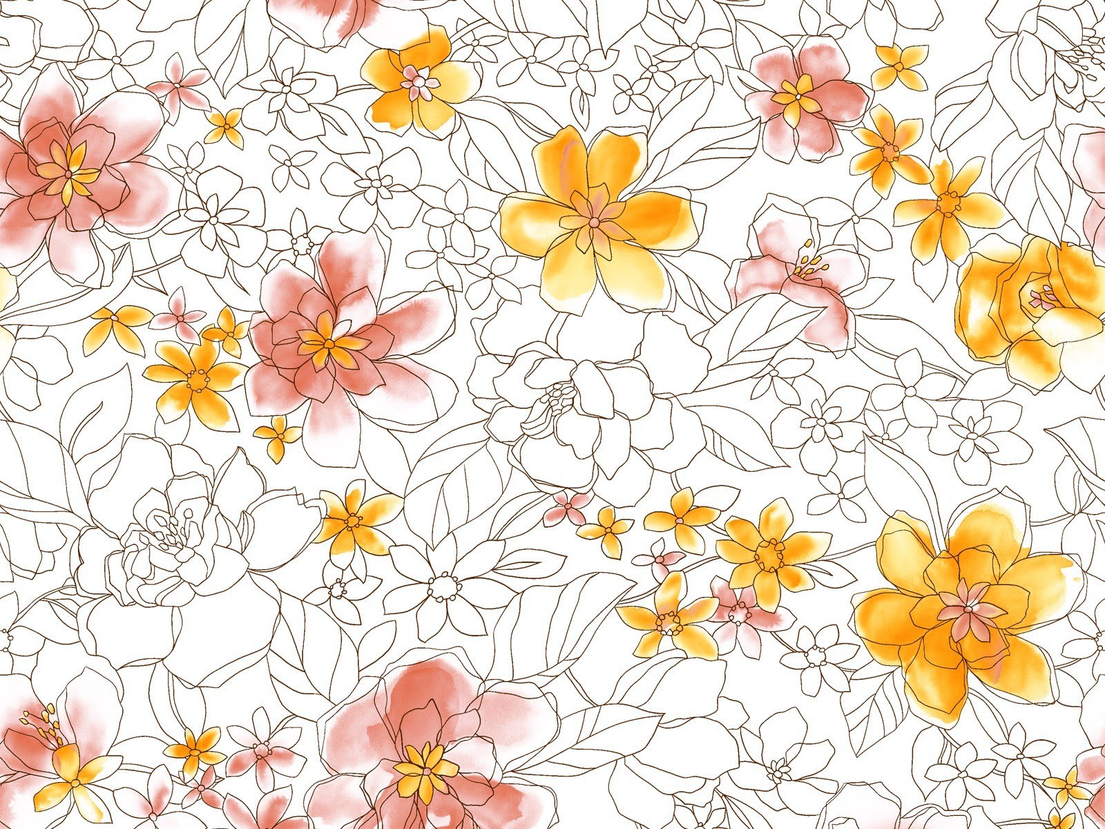 Floral pattern with watercolor flowers