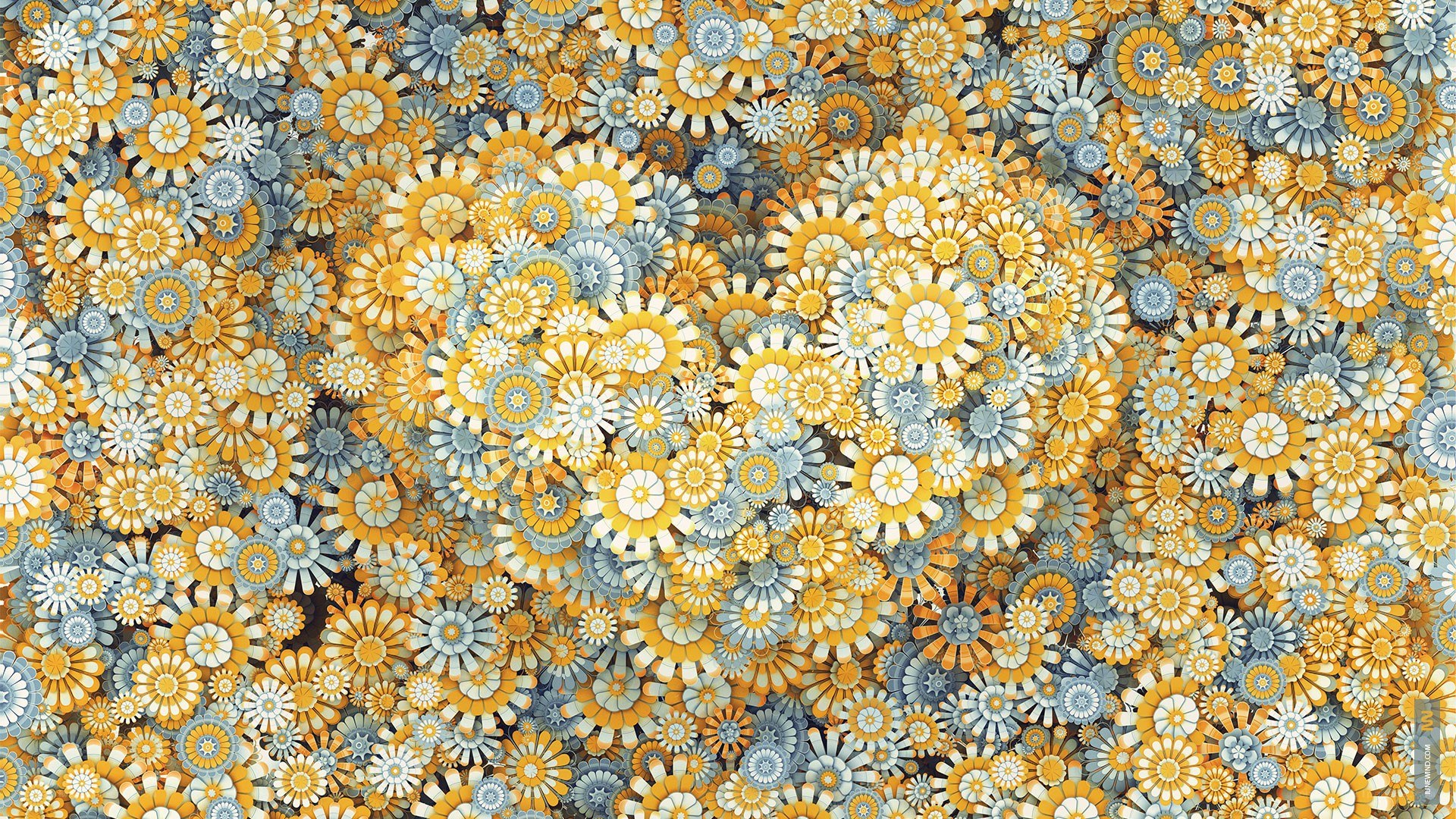 Floral pattern with yellow and blue flowers
