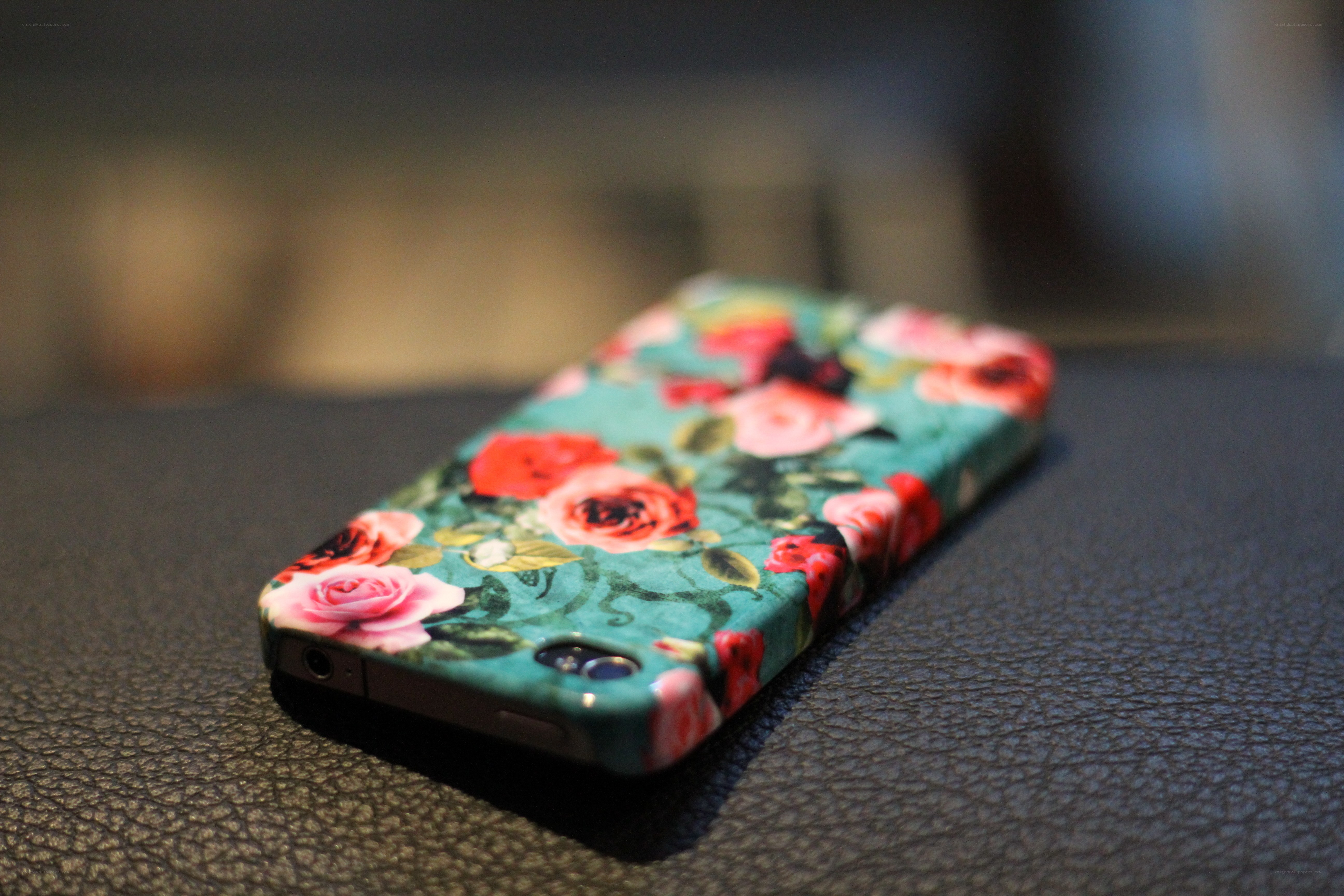 floral phone case on leather