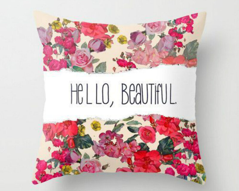 Floral Pillow with Text