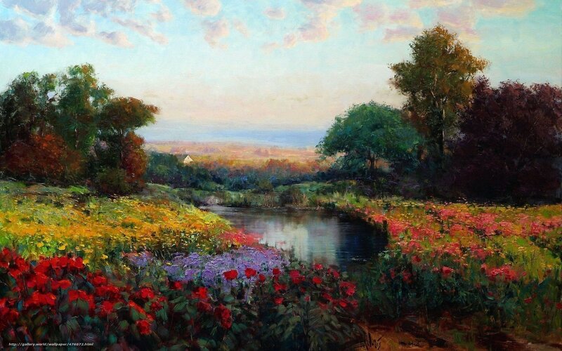 Floral River Landscape