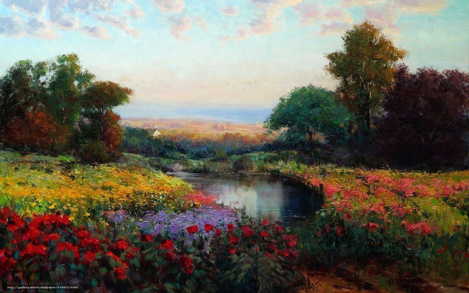 Floral River Landscape
