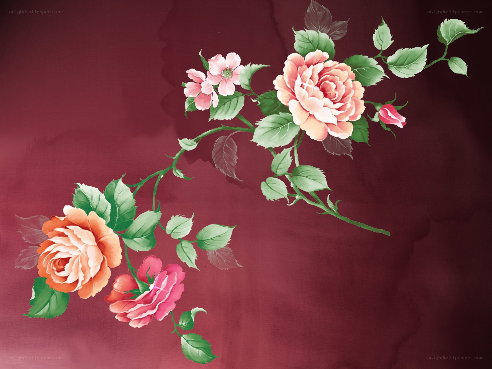 floral rose branch design