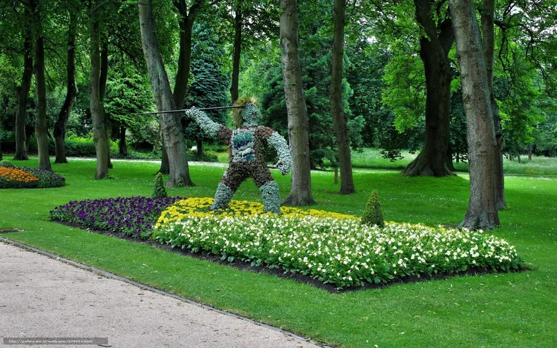 Floral sculpture in park