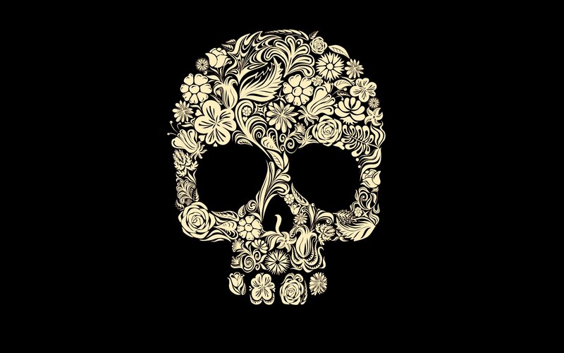 Floral Skull Design — Black, Dark