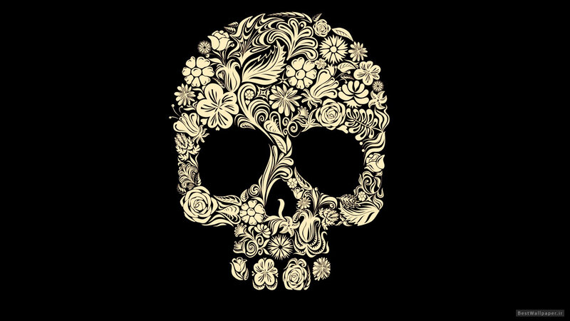 Floral Skull Design — Black