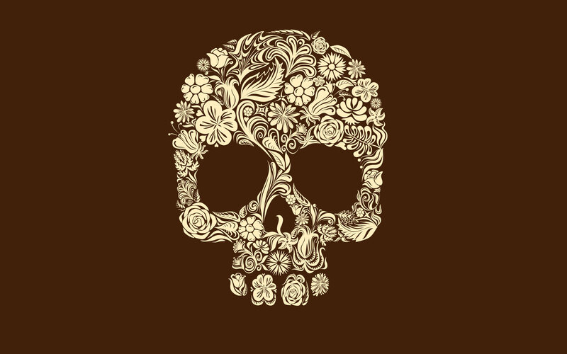 Floral Skull Design — Brown