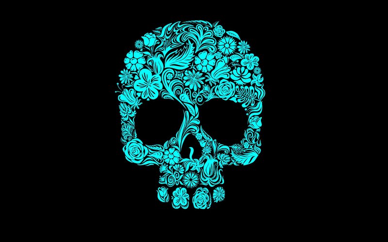 Floral Skull Design — Cyan