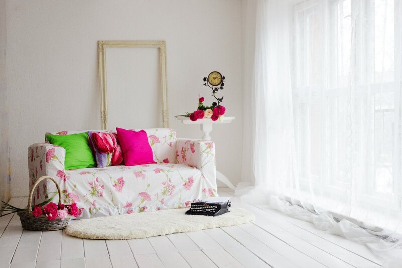 Floral Sofa in Bright Room