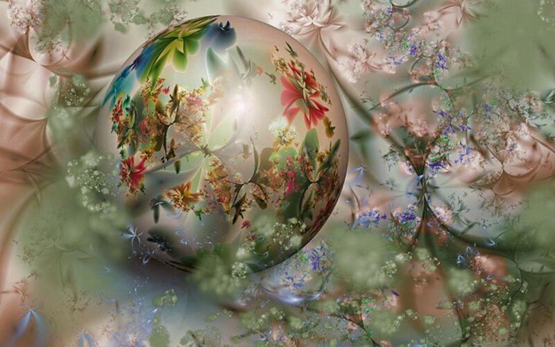 Floral Sphere in Garden — Green