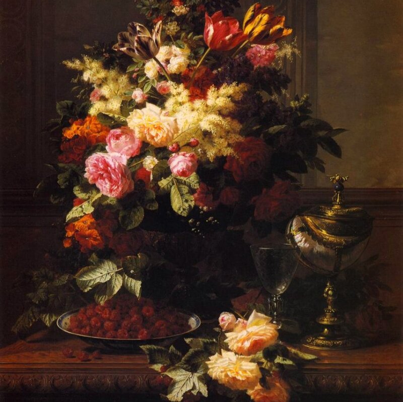 Floral Still Life Arrangement — Red