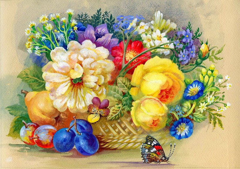 Floral Still Life Arrangement — Yellow