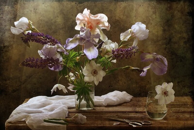 Floral still life with irises