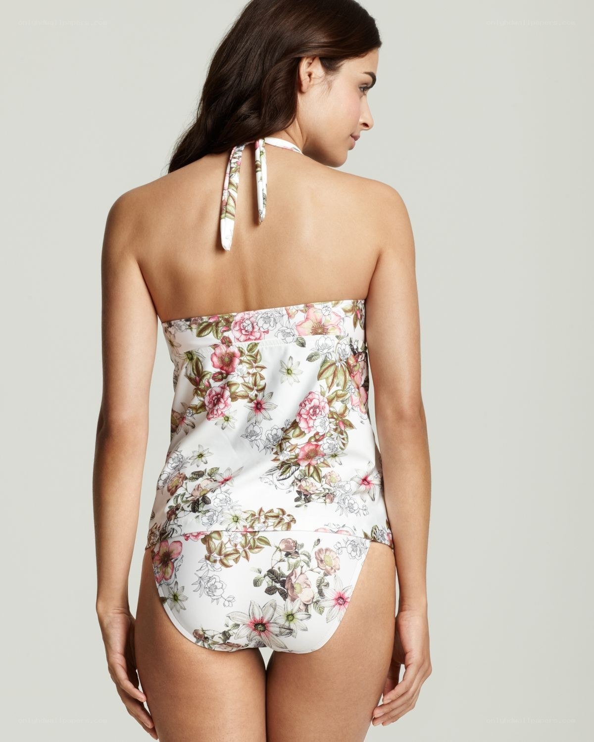 floral swimsuit back view
