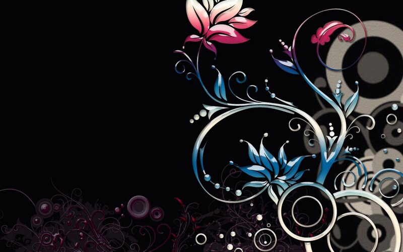 Floral Swirl Design — Black, Decorative