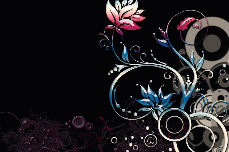Floral Swirl Design — Black, Ornate
