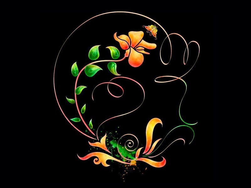 Floral swirl with butterfly