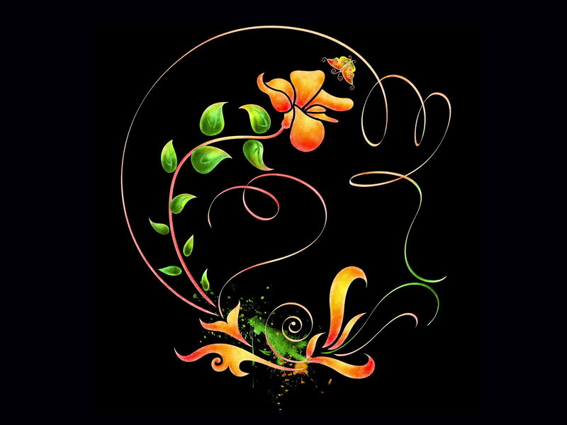 Floral swirl with butterfly