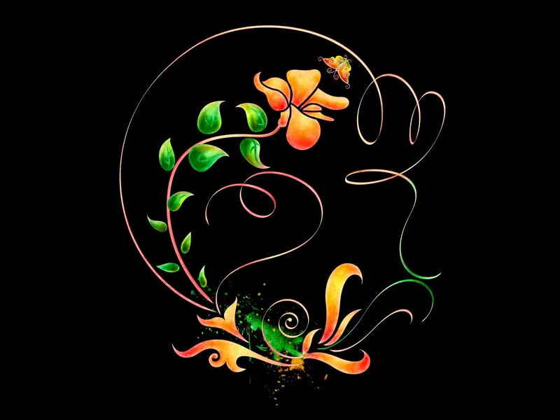 Floral swirl with butterfly