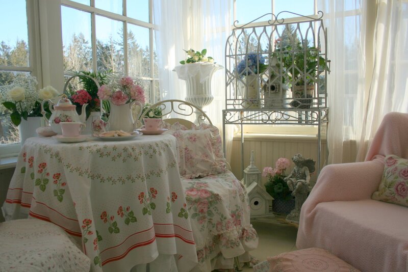 Floral Tea Set on Table