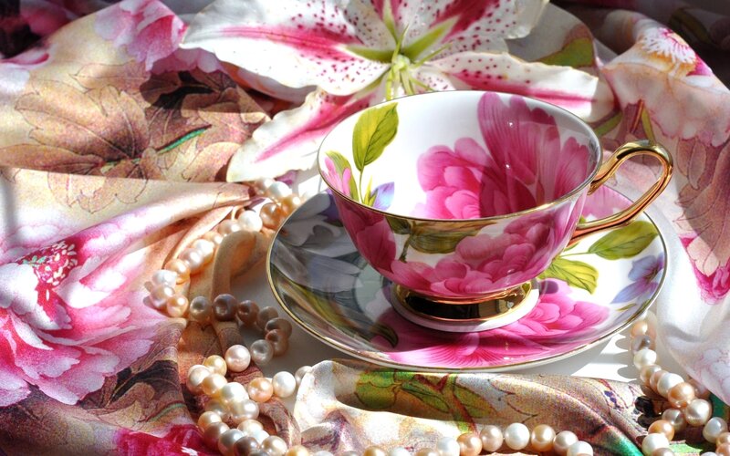 Floral Teacup and Saucer — Pink, Serene