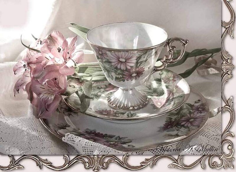 Floral Teacup and Saucer — Pink