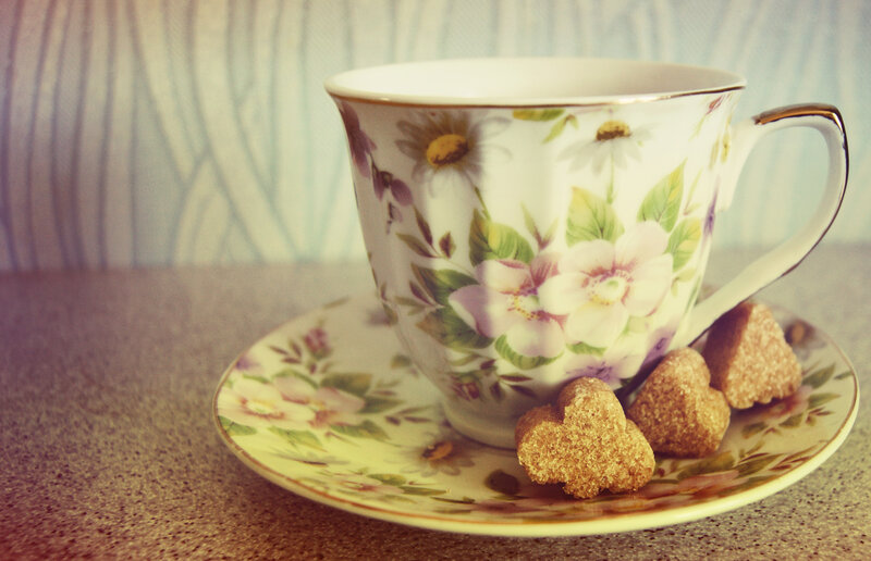 Floral Teacup and Saucer — White, Calm