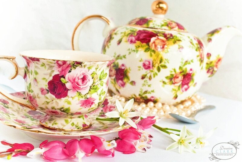 Floral Teacup and Teapot