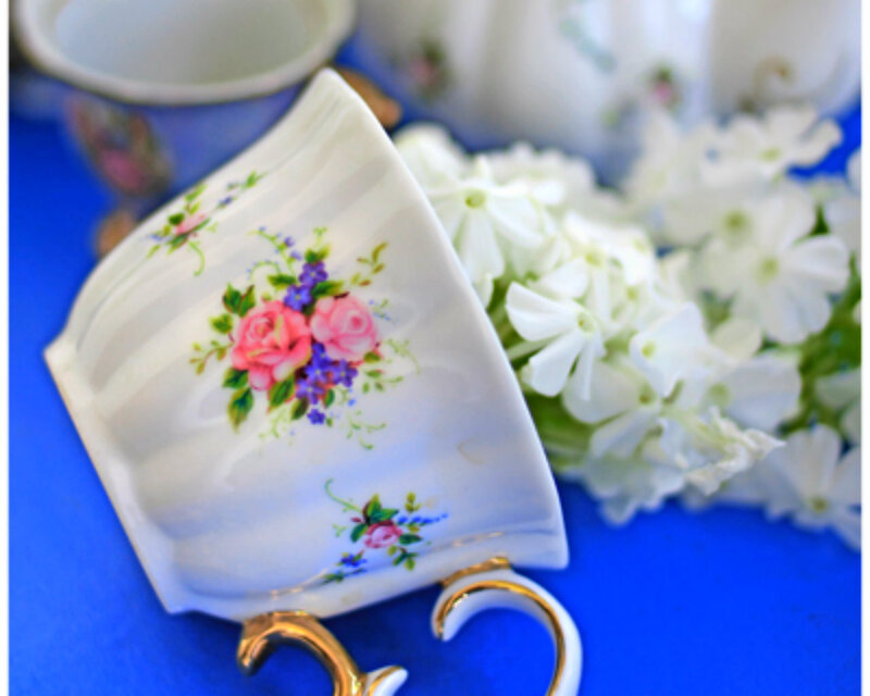 Floral Teacup with Flowers — White