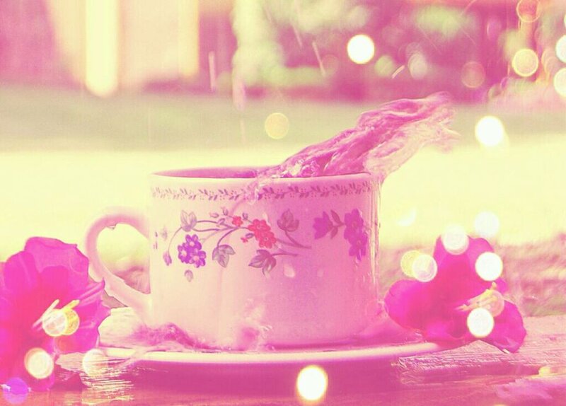Floral Teacup with Petals — Pink, Dreamy