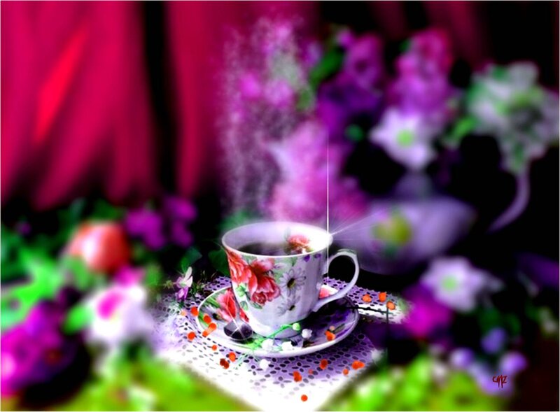 Floral Teacup with Steam