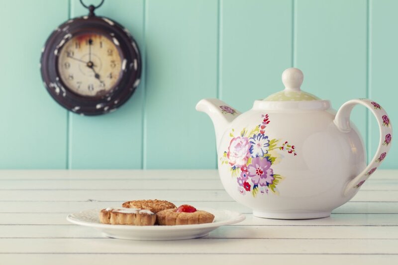 Floral Teapot and Cookies