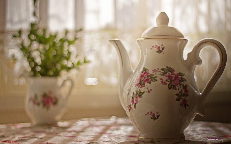 Floral Teapot on Table