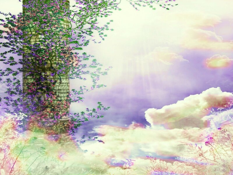 Floral tower in dreamy sky