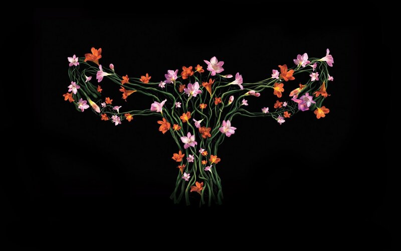 Floral uterus art
