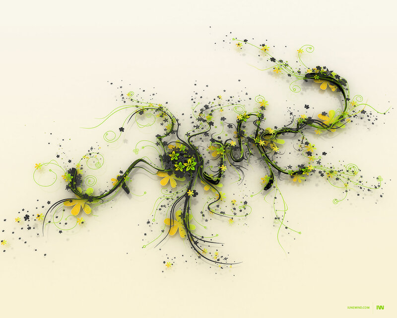 Floral Vine Design — Green, Playful, Digital Art, Flowers, Vines