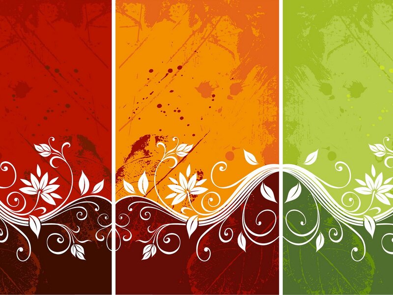 Floral Vine Pattern — Red, Vibrant, Vector Art, Flowers, Leaves