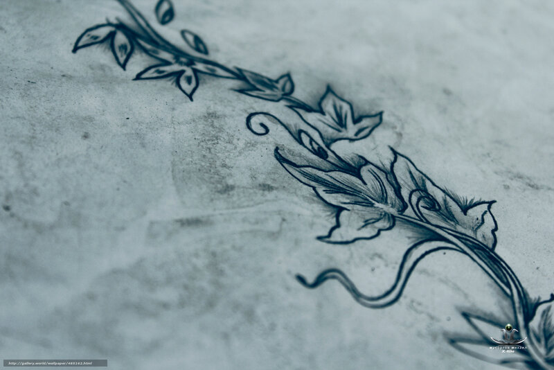 floral vine sketch on textured paper